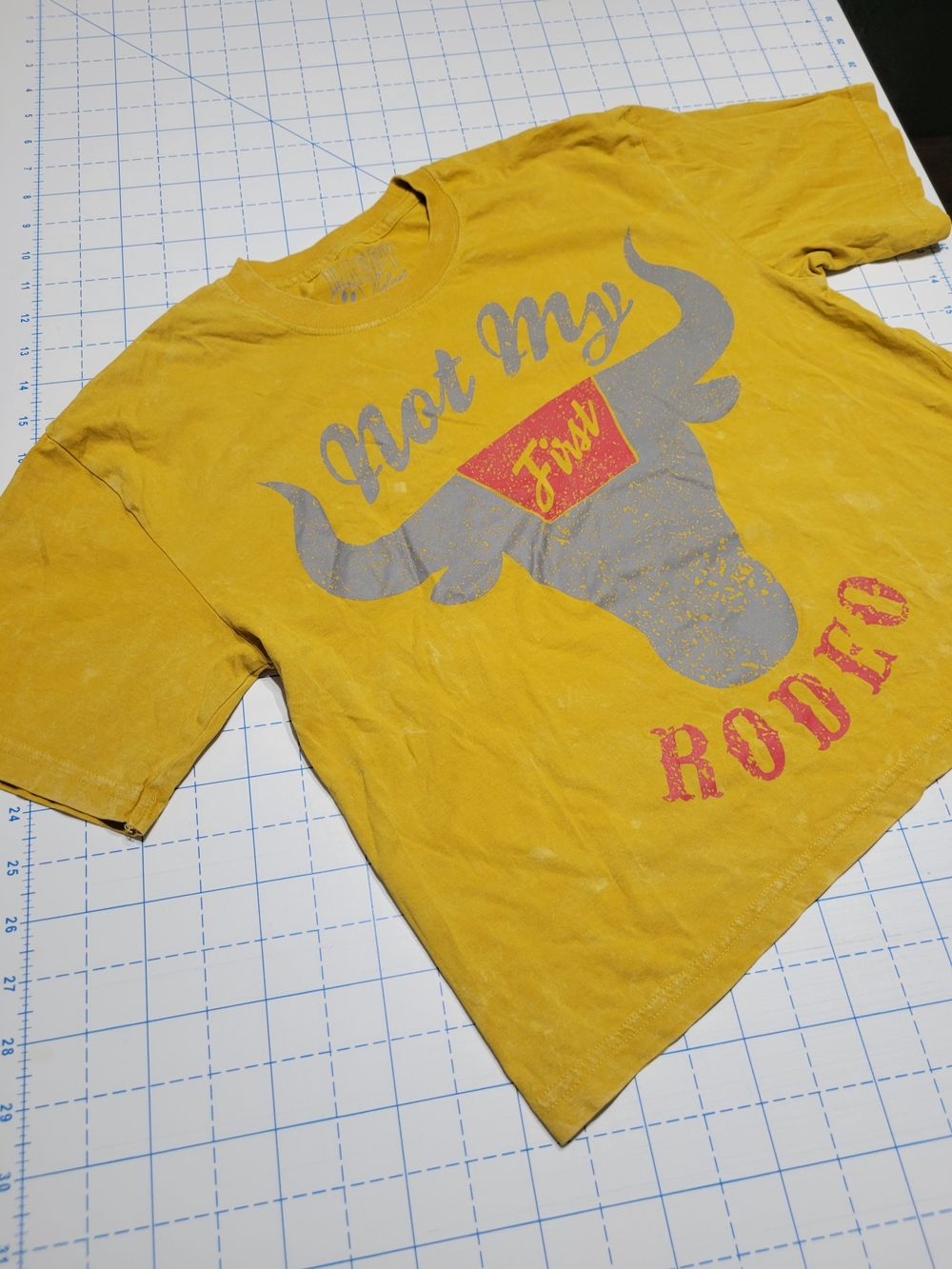 Yellow 'Not My First Rodeo' Cropped Graphic Tee - Picture 3 of 3